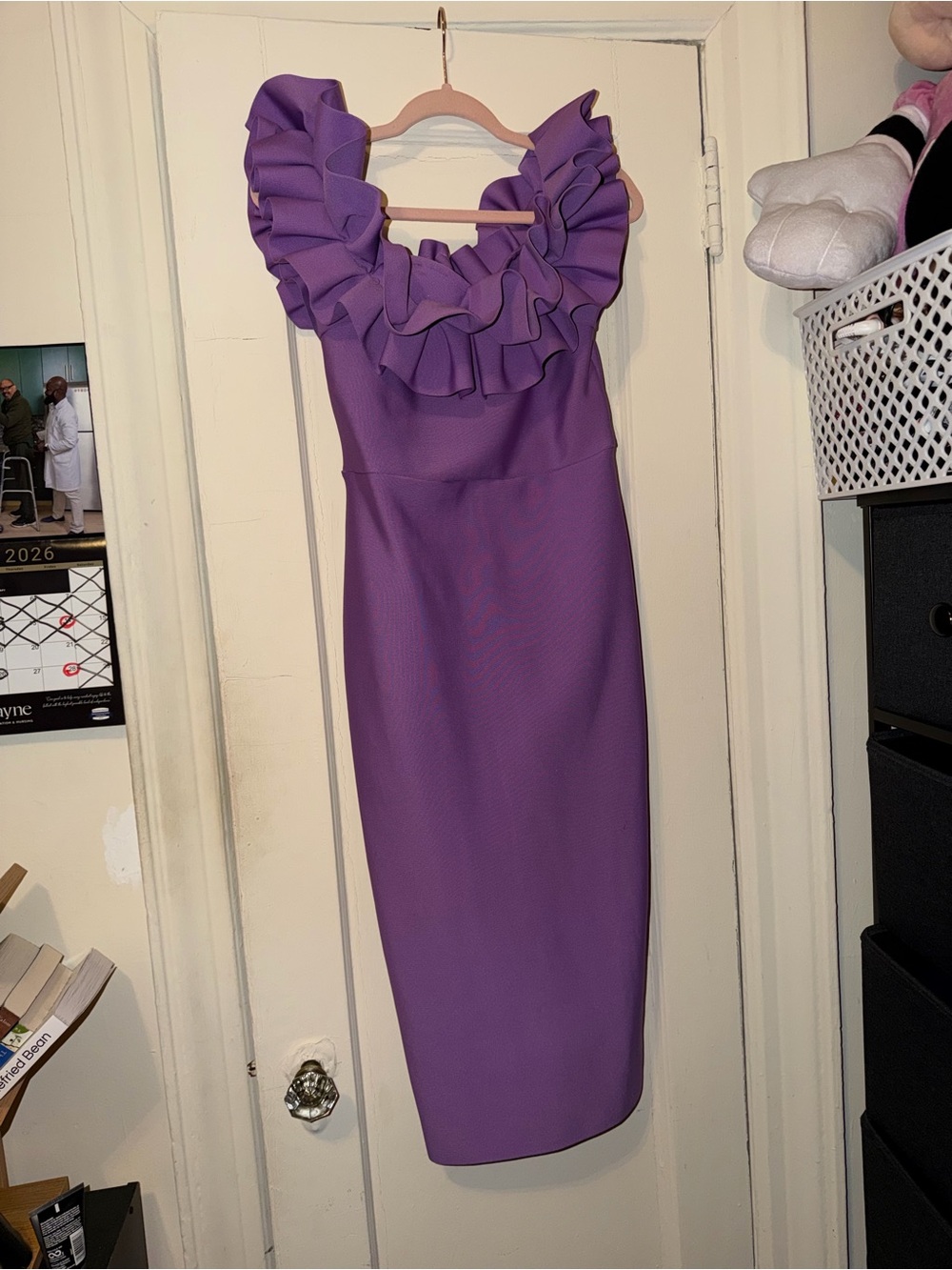 Elegant Purple Ruffle Sheath Dress